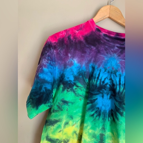 Liquid blue tie dye t shirt multicolor rainbow color - Picture 3 of 6